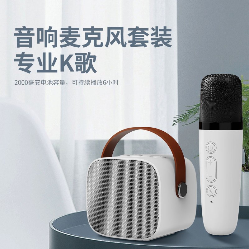 波格朗pogliar麦克风话筒音响一体家庭户外卡拉ok迷你无线音响k歌家用