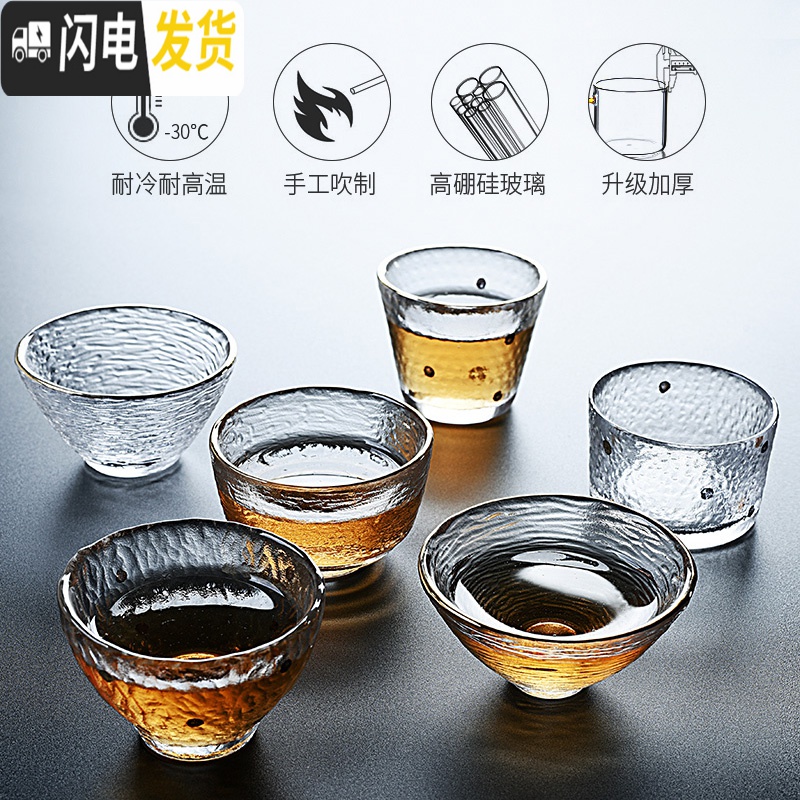 三维工匠家用带把耐热玻璃杯加厚主人杯简约茶杯套装透明品茗杯小茶杯 玻璃耳把杯4个[特惠]高清大图