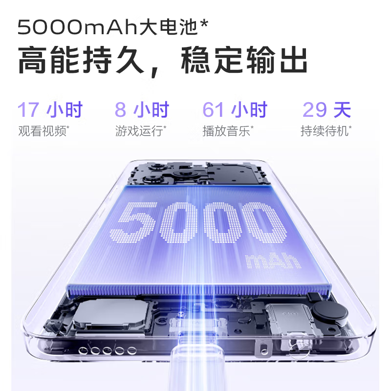 vivo Y36c 月影黑 12GB+256GB 天玑6020八核 双卡5G 5000毫安大电池 15W闪充 1300万影像手机 Y36