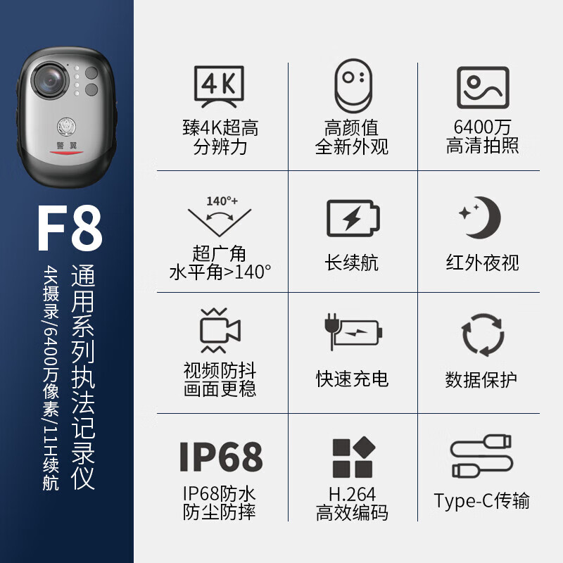 执法记录仪 警翼 F8 内存 512G高清大图