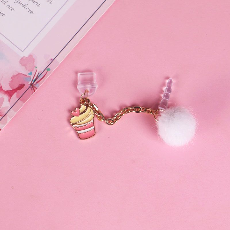 爱心冰淇淋连体安卓窄口朝上小口手机防尘塞typec数据口可爱少女心