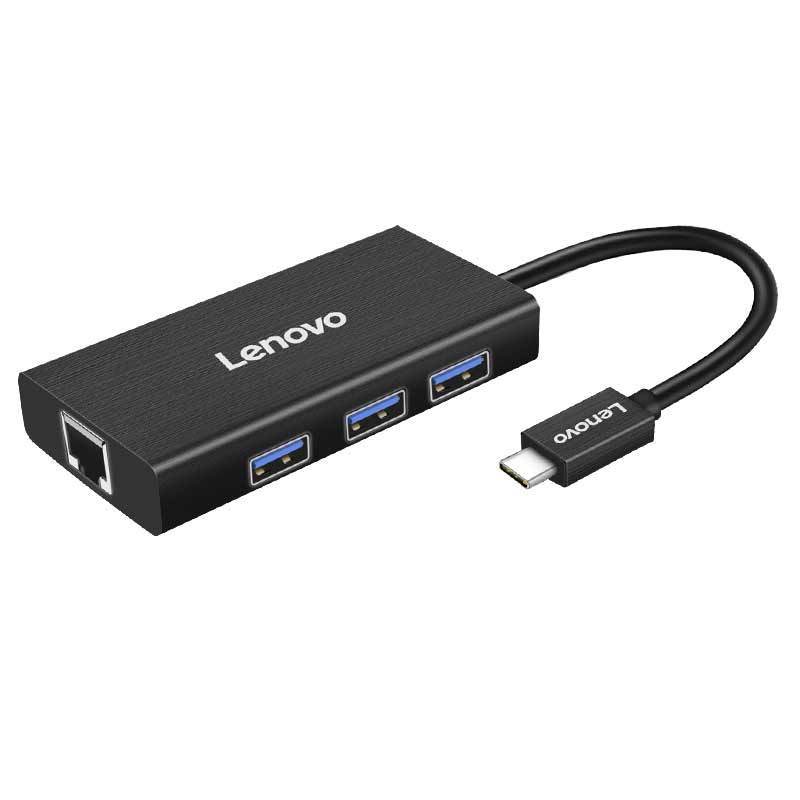 联想(Lenovo)LP0802 ype-C扩展坞 转RJ45网线口拓展USB分线器 Type-C转千兆网口+USB