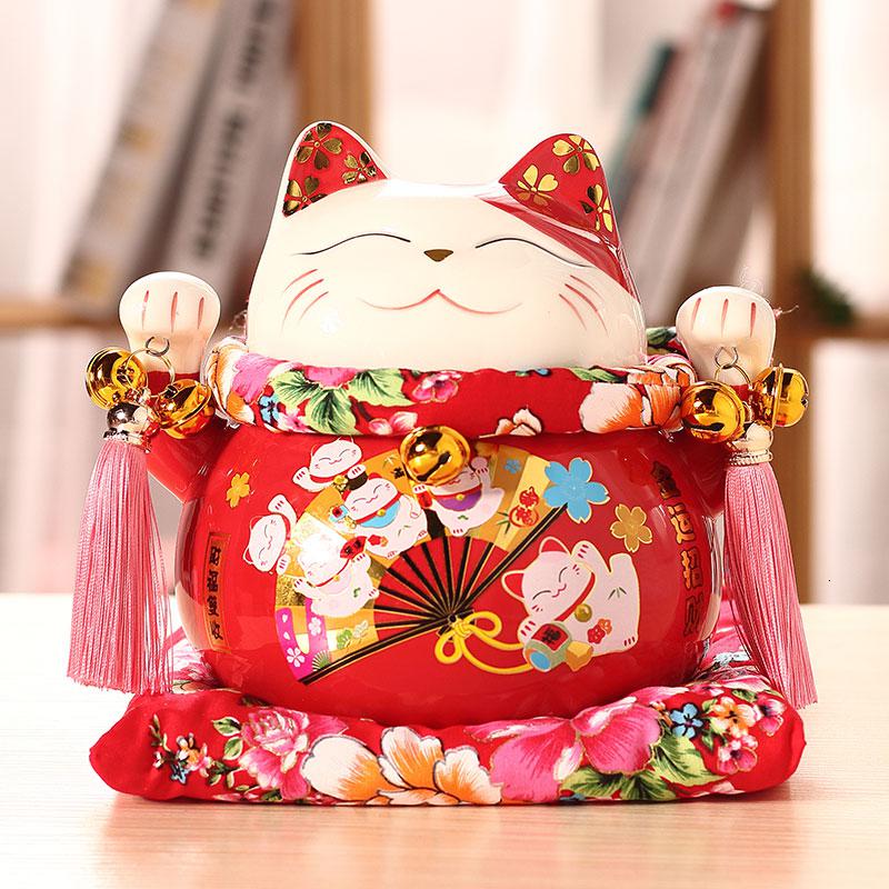 猫摆件店铺开业礼品收银台大号储蓄罐陶瓷发财猫客厅 三维工匠 7寸金运(红色)猫高清大图