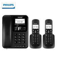 飞利浦(PHILIPS)无绳电话机 无线座机 子母机 办公家用 中文菜单 双免提 三方通话 DCTG182一拖二黑色