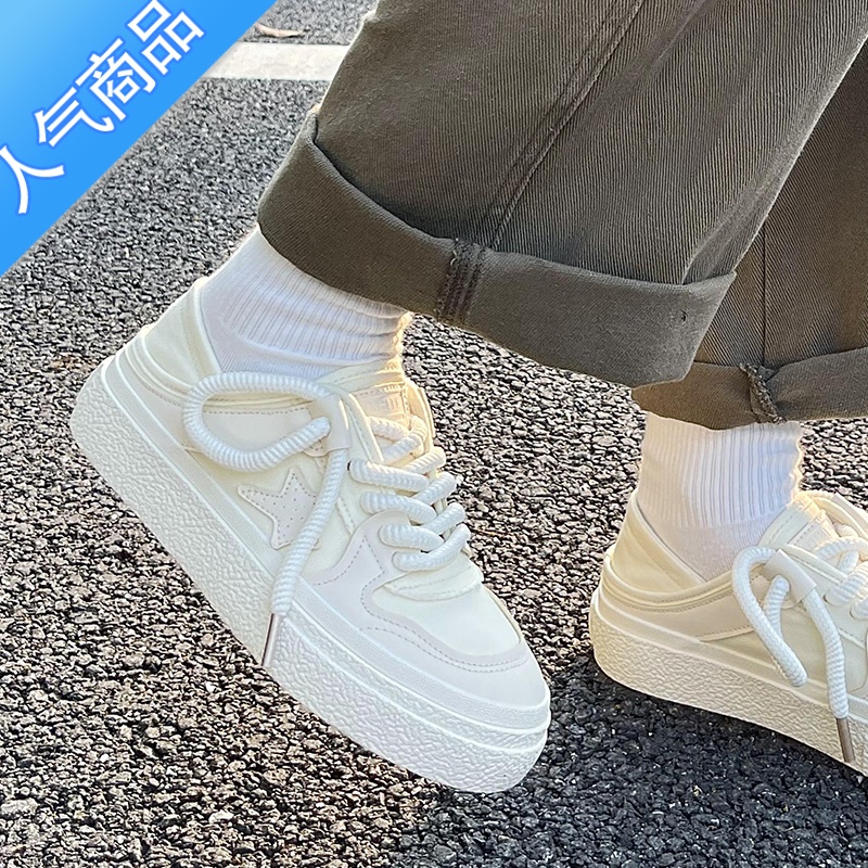 SUNTEK帆布鞋女原创2023夏季新款百搭小白鞋小众设计两穿一脚蹬板鞋高清大图