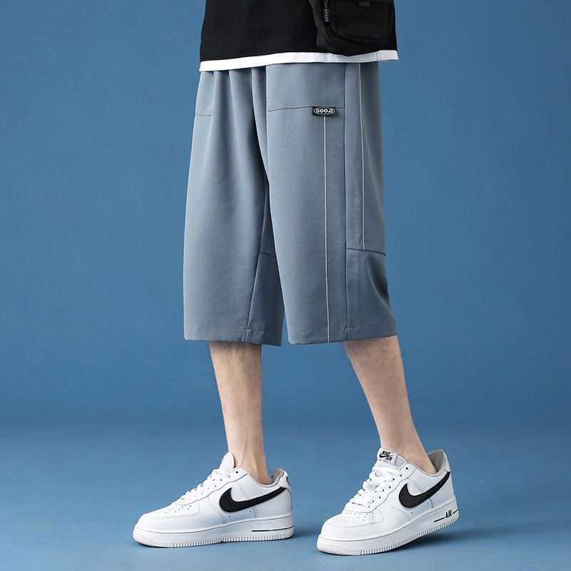 真维斯夏天冰丝裤男百搭夏季薄款运动短裤拼接帅气休闲直筒七分裤