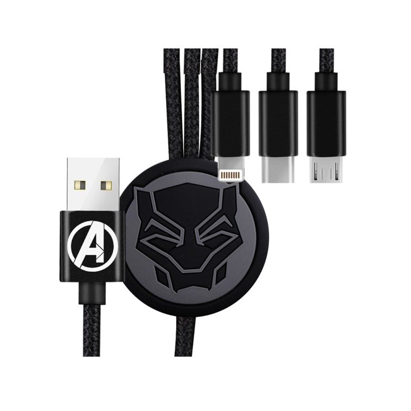 Marvel漫威 1.5米 三合一 数据线 极旋系列-黑豹