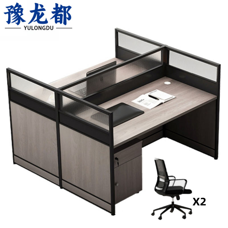 豫龙都屏风工位工型双人位套高清大图