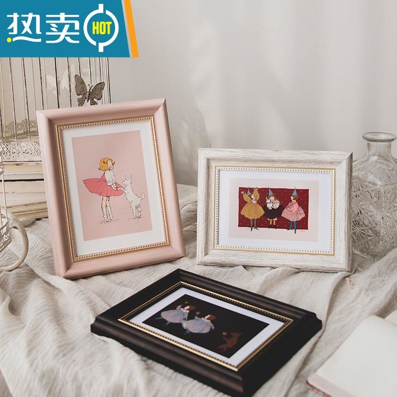 敬平相框摆台美式复古6寸7寸8寸画框挂墙油画棒框照片打印加定制框架 复古咖啡 正方形6寸[内径15.2*15.2]摆桌+图片