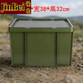 锦北塑料储物箱加厚收纳箱塑料整理箱带盖新军绿色520*380*320mm