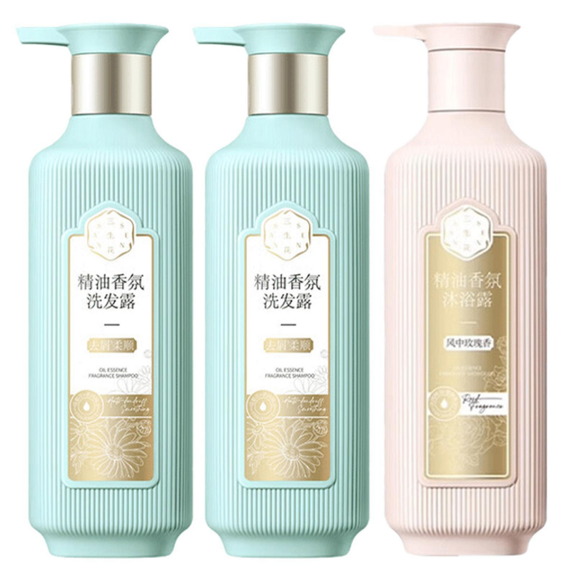 三生花精油香氛去屑2+1洗沐组合500ml*2去屑洗发露+500ml玫瑰沐浴露