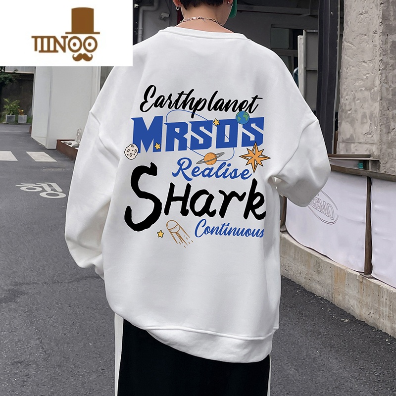 YANXUins潮牌涂鸦美式宽松卫衣男款vintage男装无帽复古圆领上衣服