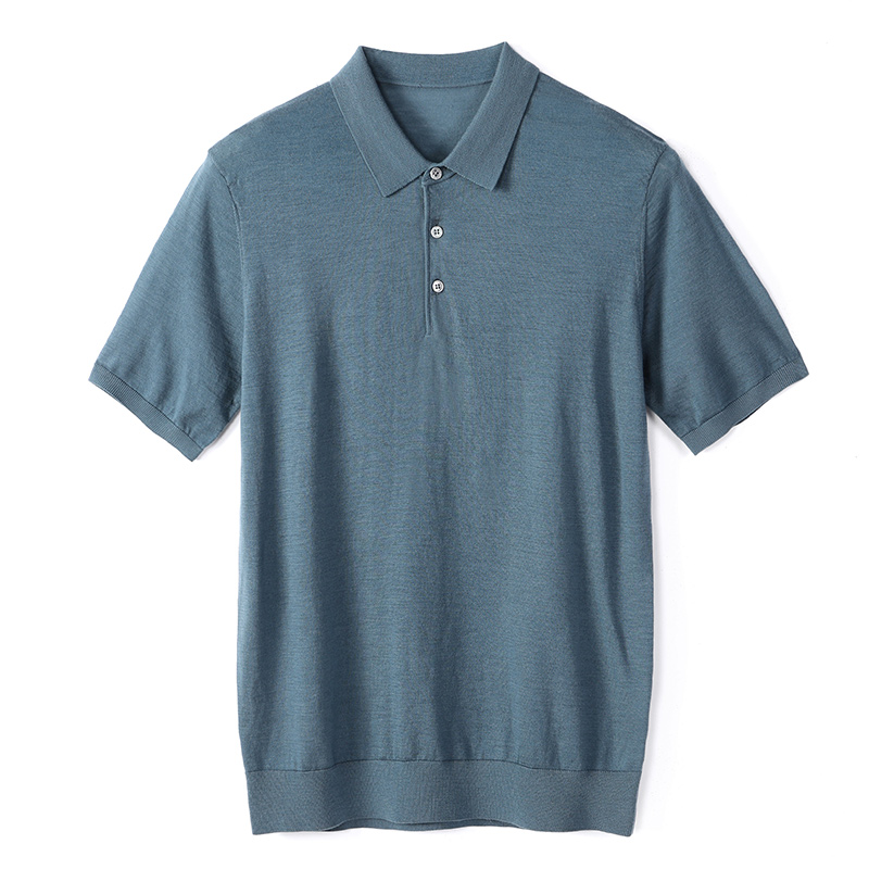 2024春夏短袖保暖山羊绒毛衣专柜精纺款男士短袖纯羊毛T恤衫商务休闲翻领polo衫半袖羊绒毛衣高清大图