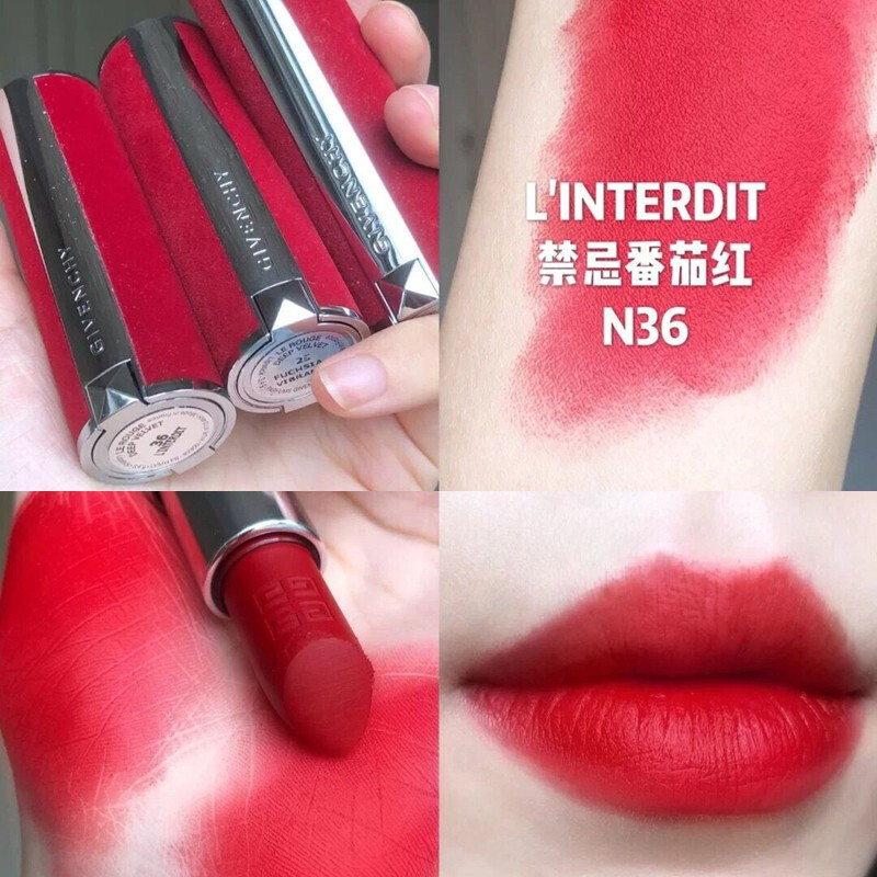 纪梵希(GIVENCHY)口红唇膏 高定 香榭小羊皮美炸红丝绒口红唇膏3.4g N36#禁忌番茄红