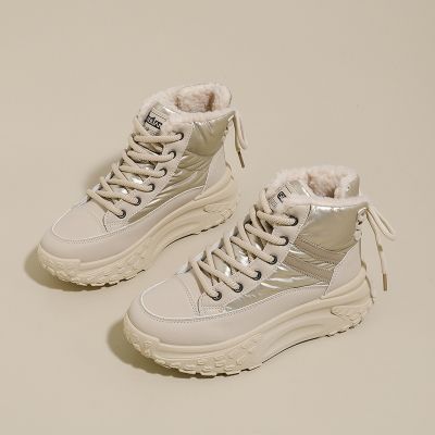 加绒高帮雪地靴女冬季新款学生ins韩版保暖休闲鞋棉鞋_6_505 38 卡其