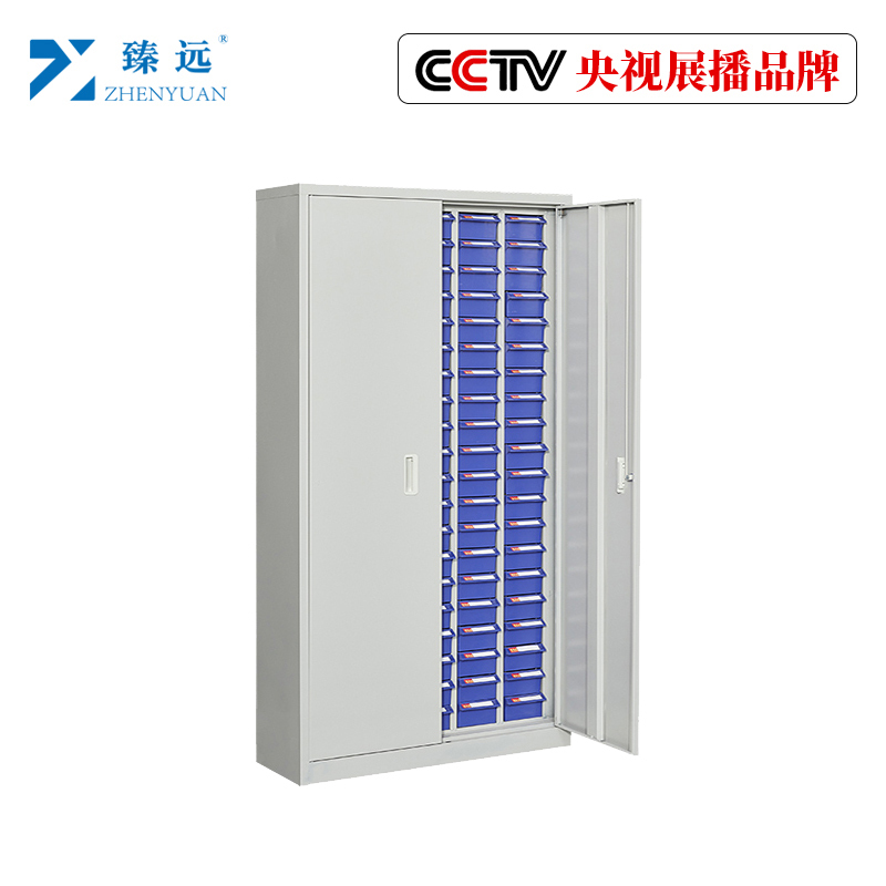 臻远零件柜抽屉式工具柜 100抽蓝色带门小号
