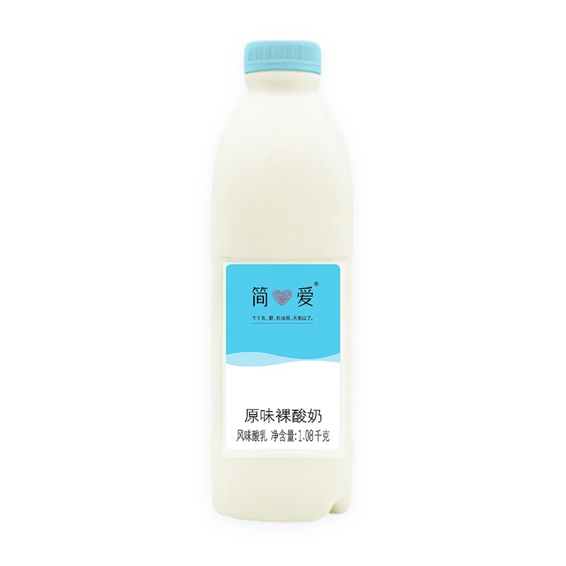 简爱 酸奶 家庭装裸酸奶1.08kg大桶大瓶装 低温酸奶生鲜 原味家庭装1.08kg*3瓶