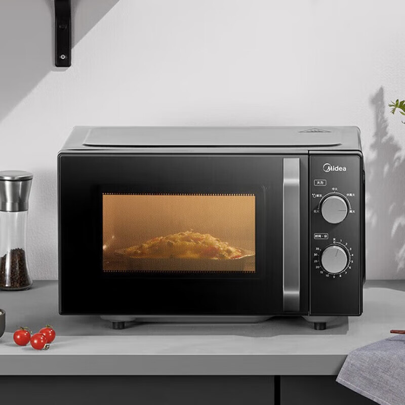 美的(Midea)微波炉经典升级款M2A家用小型20升平板式易清洁快捷双旋钮高效速热杀菌除味 M2A高清大图