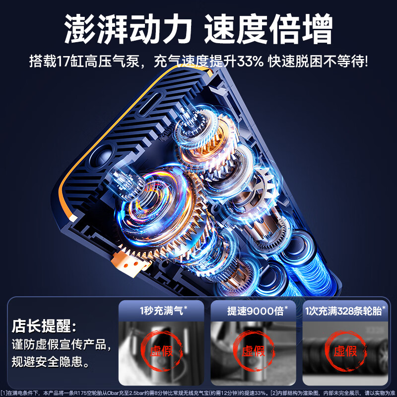倍思(BASEUS) 超迷你Pro 无线车载充气泵 星曜黑 便携充气宝高清大图