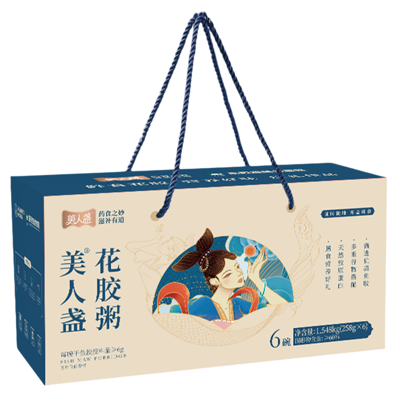 美人盏花胶粥礼盒258g*6(山药百合*2+青稞*2+血糯米*2)