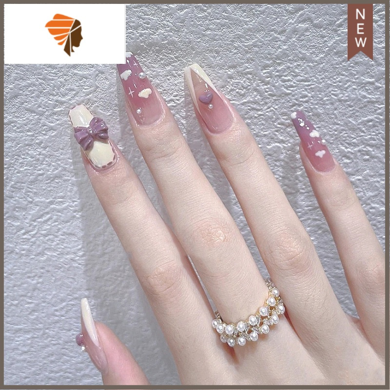 ins风法式可拆卸美甲贴片成品假指甲显白穿戴式甲片长款孕妇可用三维