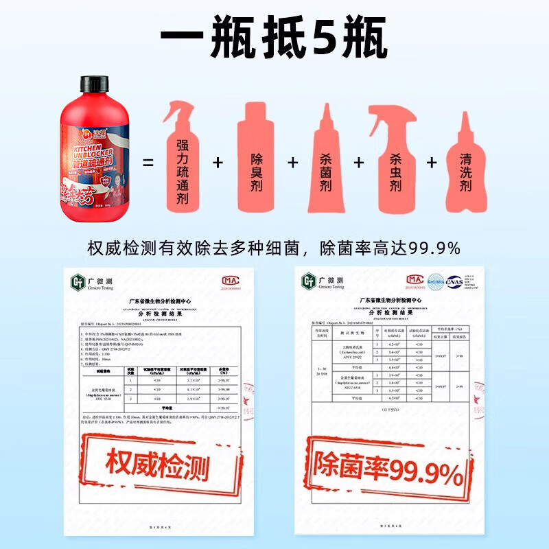 沫檬管道疏通剂 厨房浴室马桶下水管道疏通剂地漏强力溶解剂500g MMA54-2*1高清大图