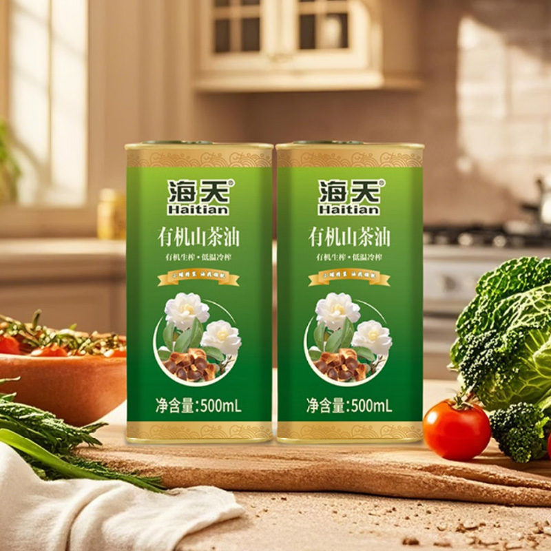 海天山茶油二件套不易氧化长效锁鲜大容量有机高营养铁罐1L高清大图