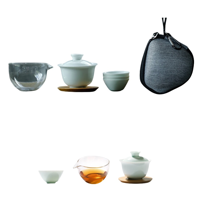 苏氏陶瓷(SUSHI CERAMICS) J0201 山间竹影茶组-茶杯盖碗茶壶 3个/套 (单位:套)