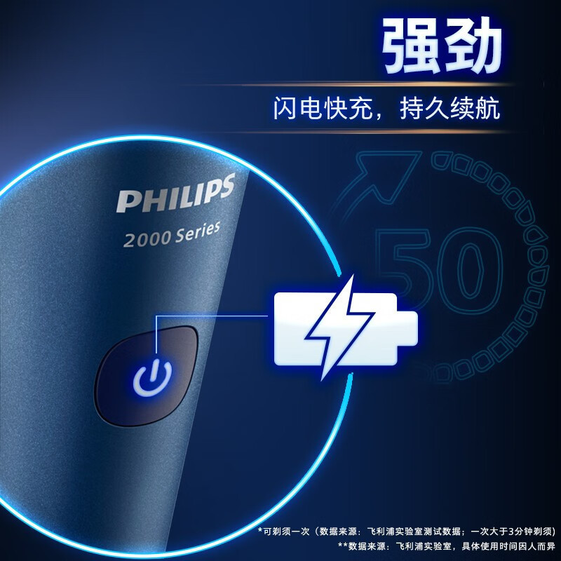 飞利浦(Philips) 剃须刀电动剃胡刀刮胡刀自动调节胡须刀三刀头礼物 S2509黑色