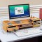 美帮汇电脑显示器增高架带锁办公室用品桌面收纳键盘整理宿舍置物架木质