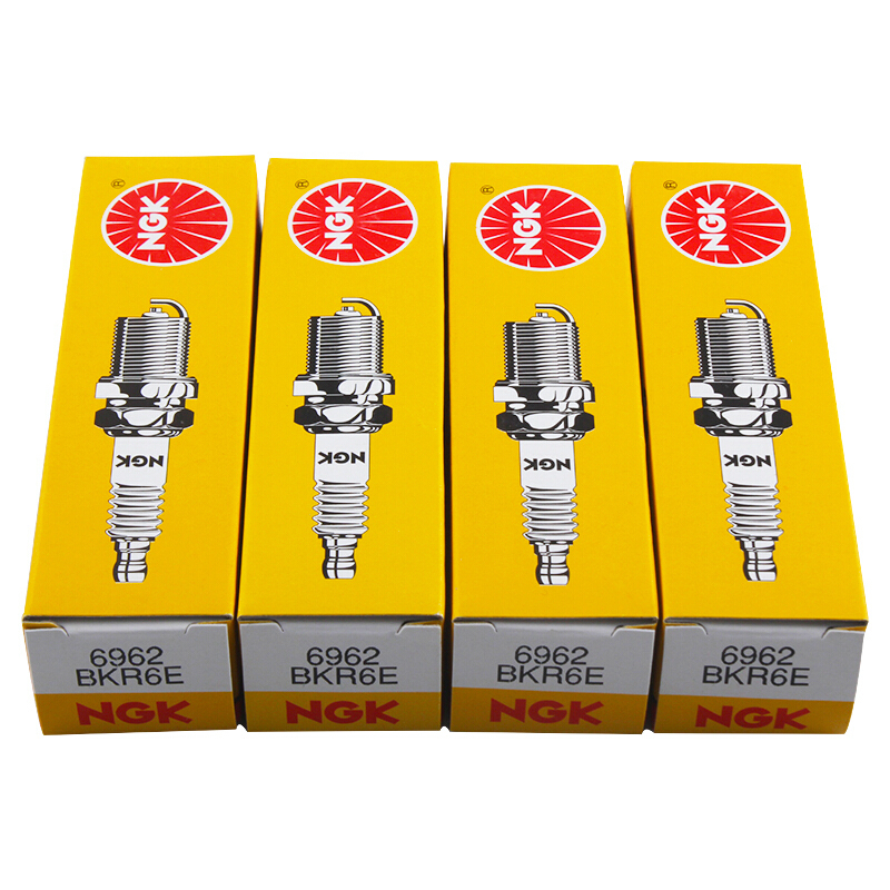 NGK镍合金火花塞BKR6E 6962四支装适用于宝骏560730博瑞GC7GX7吉利帝豪EC7熊猫奇瑞艾瑞泽速锐雨燕开