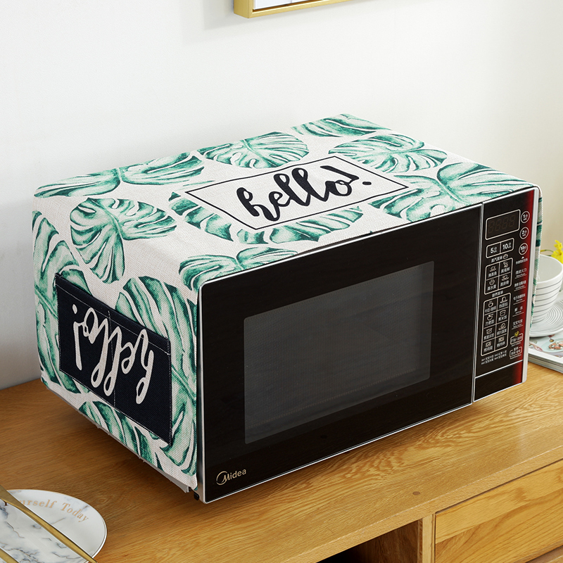 床头柜盖巾棉麻布艺盖布防水防油罩通用烤箱罩防尘罩微波炉罩 绿色丛林06 防水.双开门冰箱【170*70cm】