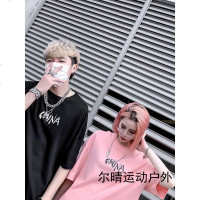 国潮嘻哈2019夏季新款女短袖T恤情侣宽松五分袖oversize上衣男