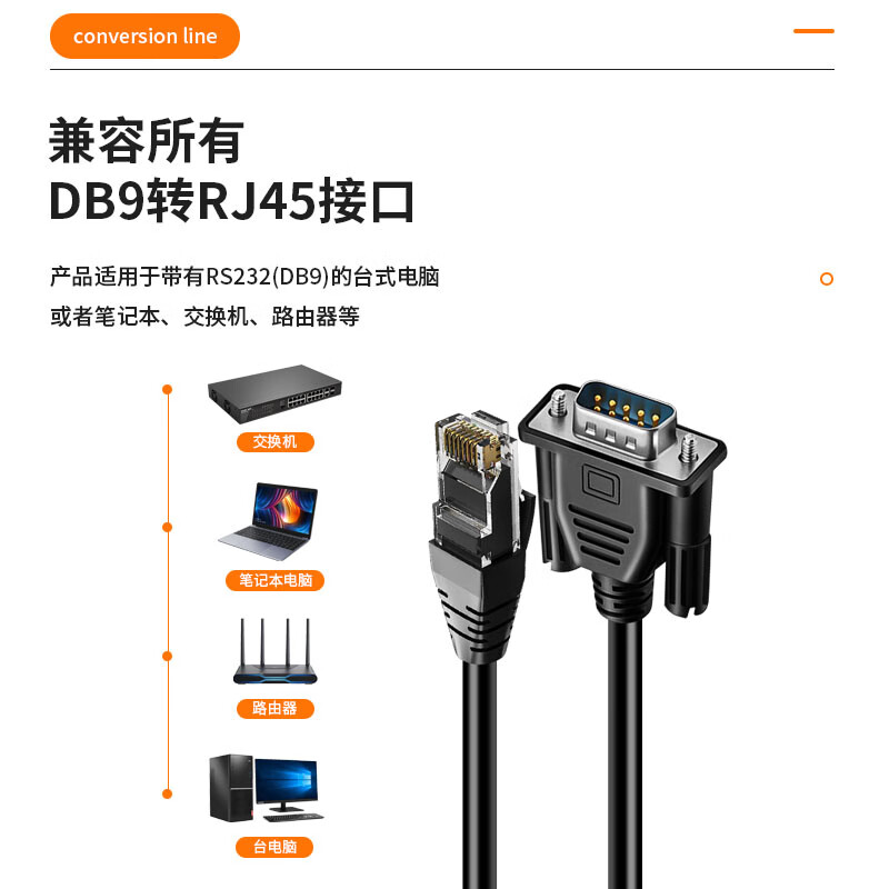 丰应子 RJ45转DB9公头串口线 RS232串口线 RJ45转网口线0.5米 FYZ-DQ59高清大图