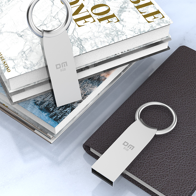 DM 8GB USB2.0 U盘 小圆PD175 银色 小巧便携金属车载防水防震电脑优盘 投标招标小u盘