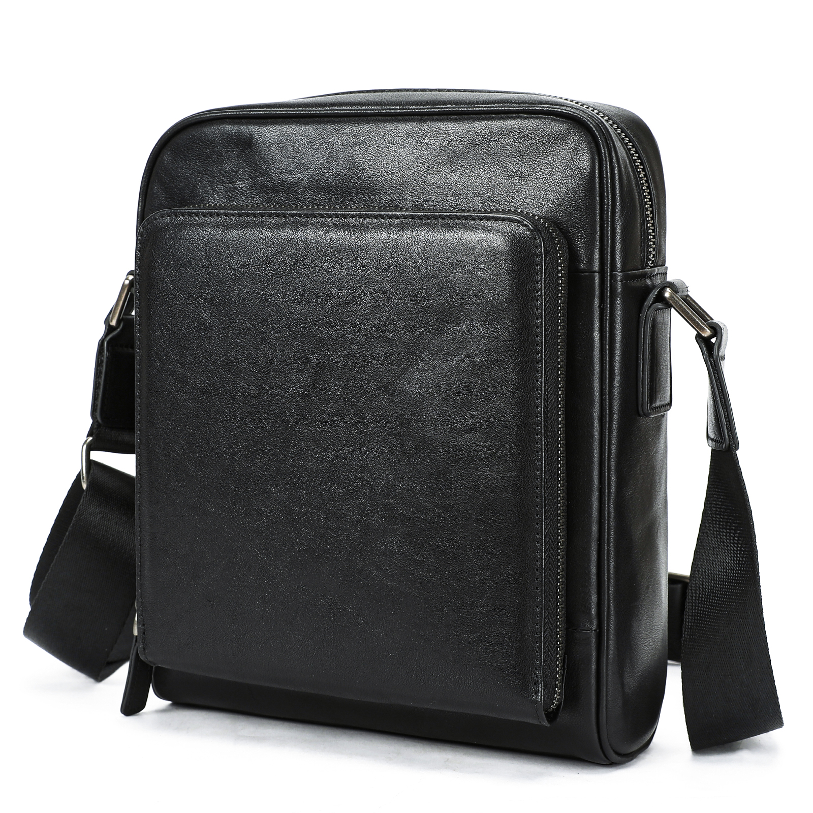 苏宁宜品&一禾亼物新款潮流真皮男士时尚百搭单肩包头层牛皮休闲斜挎包男邮差包6240