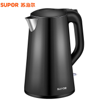 苏泊尔（SUPOR）家用电热水壶 SWF17E20C 304不锈钢 1.7L 双层保温防烫 墨黑色 烧水壶
