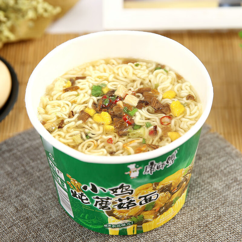 康师傅 方便面 经典小鸡炖蘑菇桶面102g*12 泡面整箱速食 方便食品高清大图