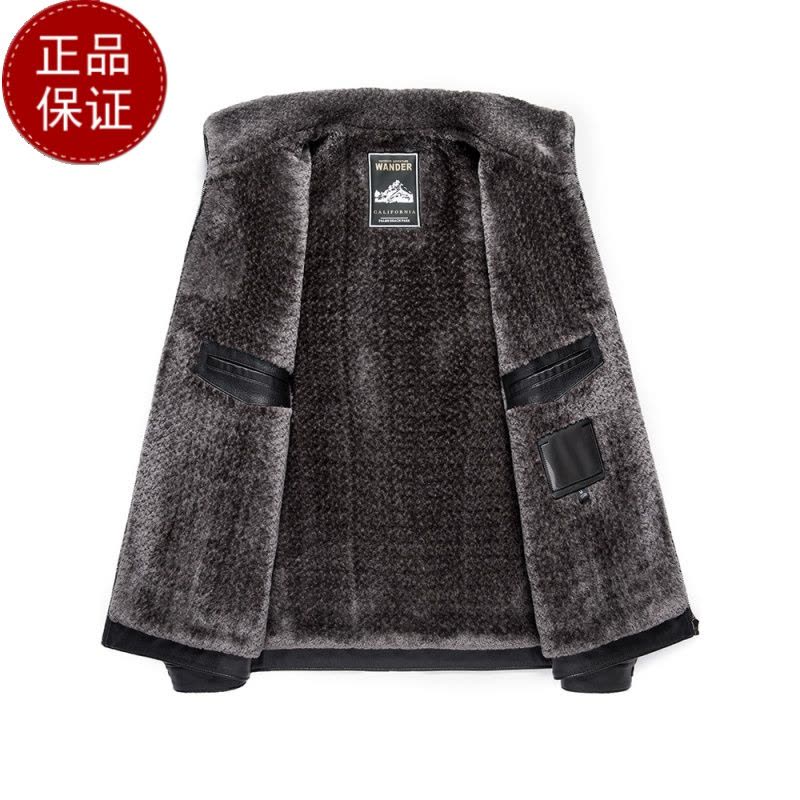 免费试穿 真皮皮衣男士山羊皮皮毛一体翻领短款羊毛内胆外套男羊羔毛绒机车高级皮衣夹克2024新款冬季加厚棉衣服图片