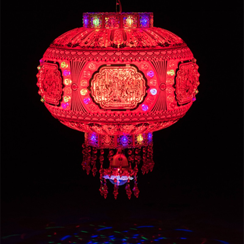 苏宁优购新款旋转灯笼新年阳台装饰水晶吊灯led走马灯乔迁结婚红灯笼