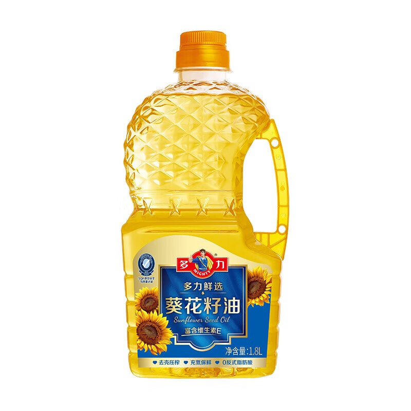 多力 鲜选葵花籽油家用 物理压榨 1.8L*1桶