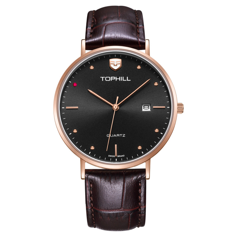 瑞士拓非tophill石英表男表轻薄防水男士休闲商务手表男全自动学生