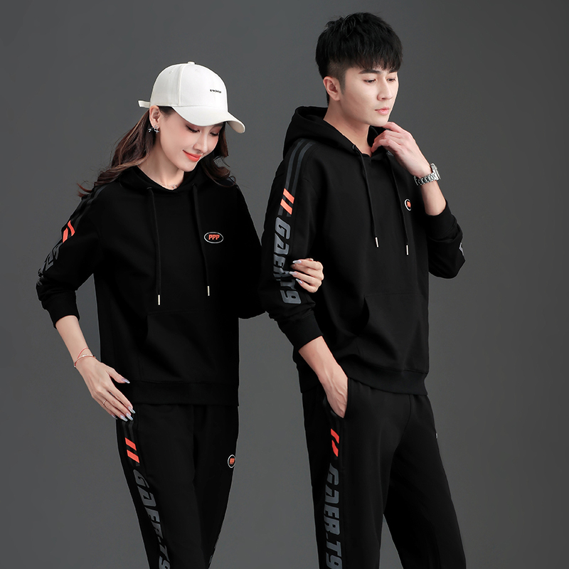 均妮 运动套装男春秋运动服装男休闲运动装女跑步情侣卫衣运动服女套装两件套情侣装