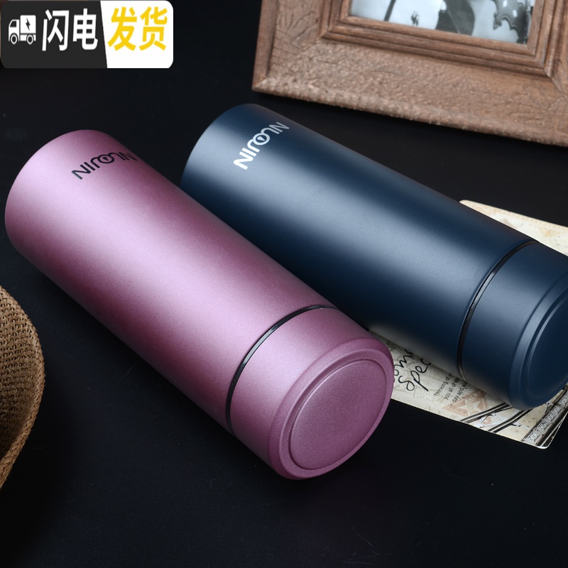 三维工匠老年人专用保温杯老人户外便携泡茶杯爷爷奶奶家用大容量喝水杯子 香槟色350高清大图