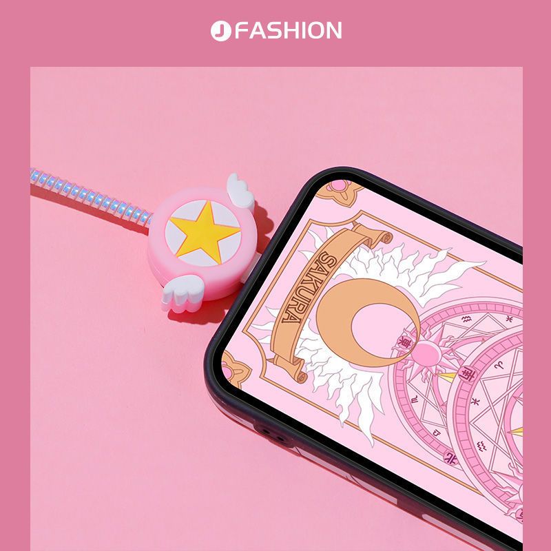 粉色翅膀变身器充电器保护套 苹果12数据线保护套iphone手机充电器保护绳11pro充电线防折断20w