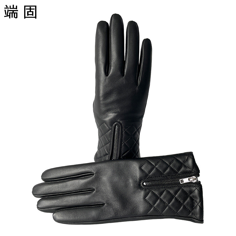 端固绵羊皮加绒女士手套盒装D11T/副高清大图