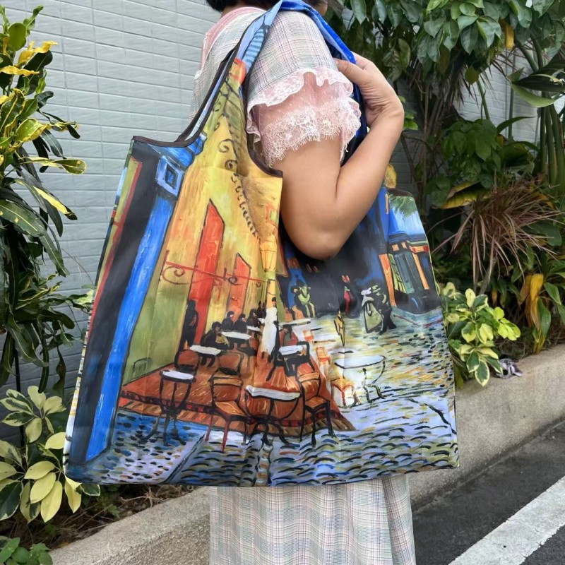 便携油画郁金香手提袋大号56*40cm高清大图