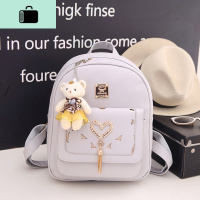 韩版流苏双肩包女2019新款少女士时尚校园书包软妹小清新旅行背包NEWLAKE 灰色双肩包不送小熊挂件