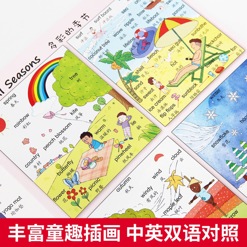 [醉染正版]英语单词图画大书 英语单词情景认知书 儿童英文1500词大全英语绘本 入门读物3-5-6岁幼儿园启蒙发声绘本高清大图