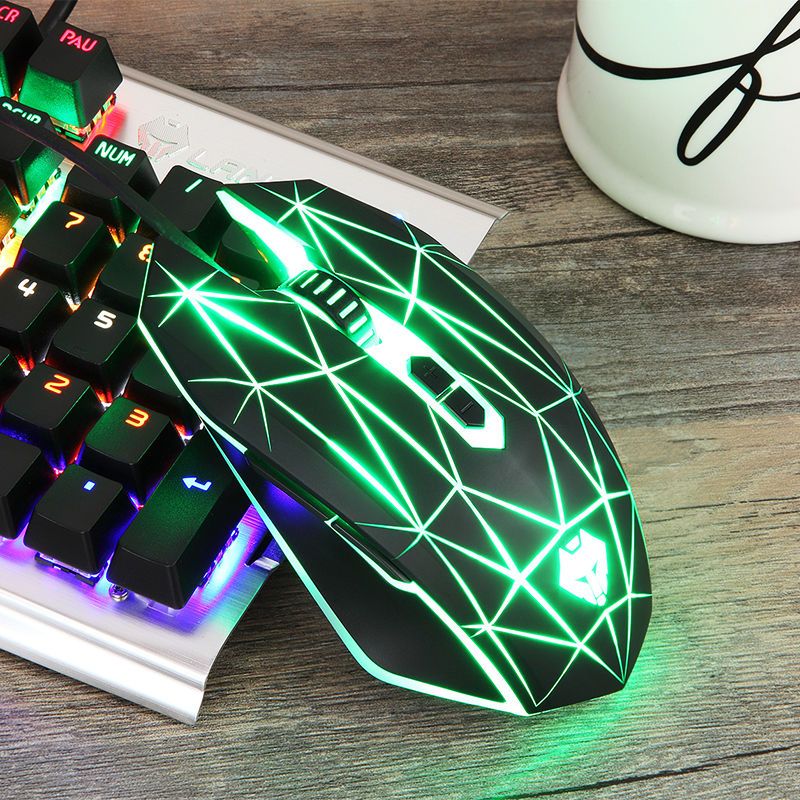 牧马人电脑机械游戏鼠标有线吃鸡发光静音电竞usb台式笔记本通用